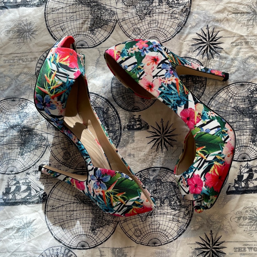 Mix No. 6 Tropical Floral High Heeled Shoes